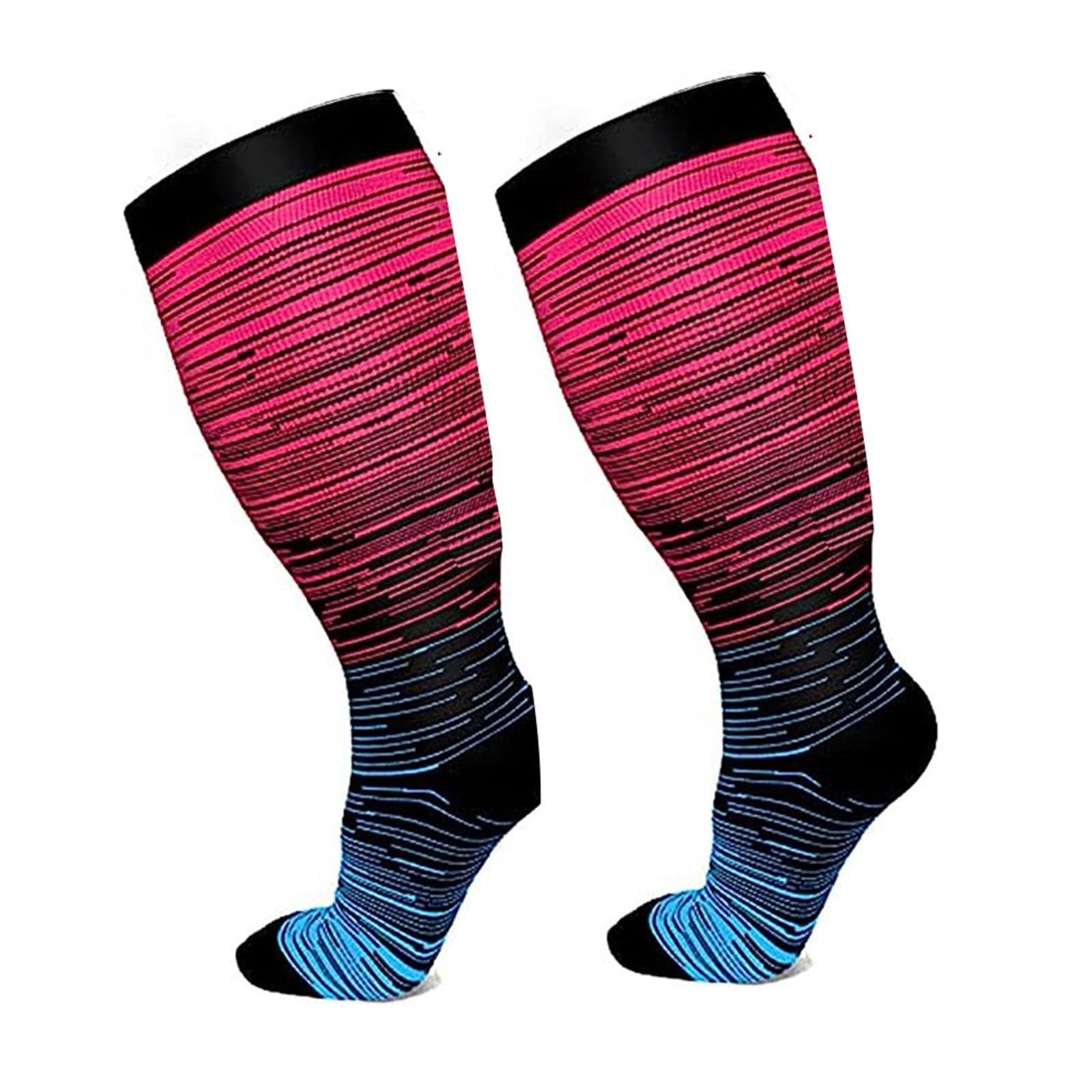 1Pair Socks Red Nylon Plus Size Compression Socks for Women And Men