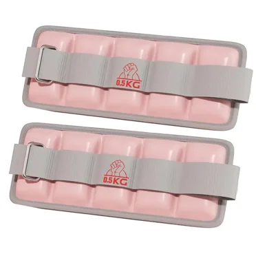 1Pair Sports Weight Cuffs Durable Adjustable Wrist Weights with Fastener Tape SBR Iron Sand Hand Ankle Weights Fitness Equipment (Pink)