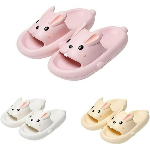 1Pair Summer Slippers, Bunny Slippers, Eva Material Thick Sole Anti Slip Slides for Most Women and Girls for Indoor and Outdoor, Lightweight Cartoon Slippers, Pink, 40‑41 (Suitable for 39‑40)