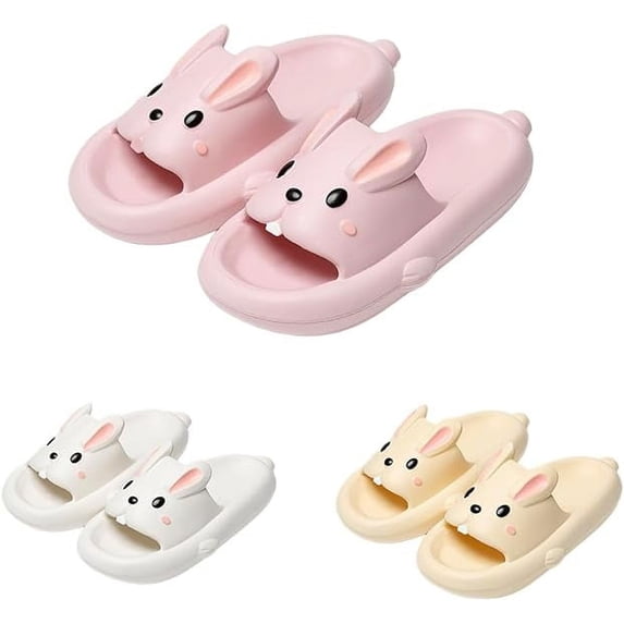 1Pair Summer Slippers, Bunny Slippers, Eva Material Thick Sole Anti Slip Slides for Most Women and Girls for Indoor and Outdoor, Lightweight Cartoon Slippers, Pink, 40‑41 (Suitable for 39‑40)