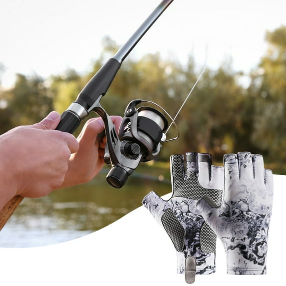 1Pair Sun Gloves UPF 50+ Fishing Gloves Fingerless UV Breathable Swearproof Fishing Gloves Men/Women for Kayaking Hiking