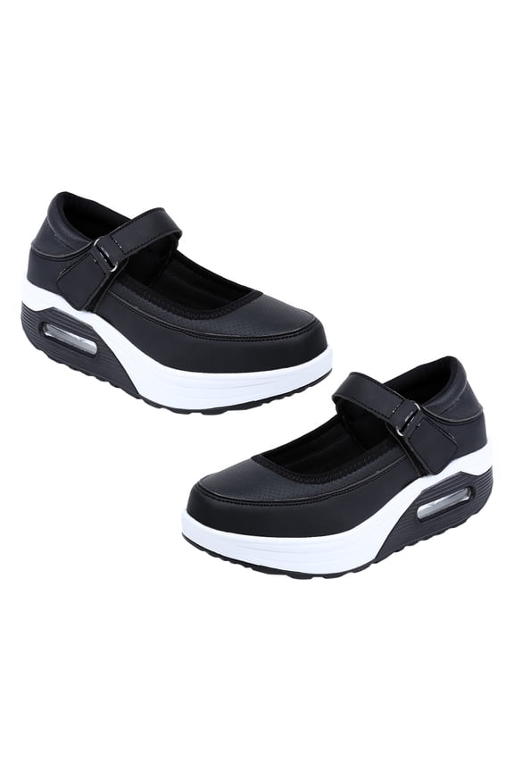 1Pair Thick-soled Sports Shoes Breathable Shallow Shoes Women Thin Shoes Black
