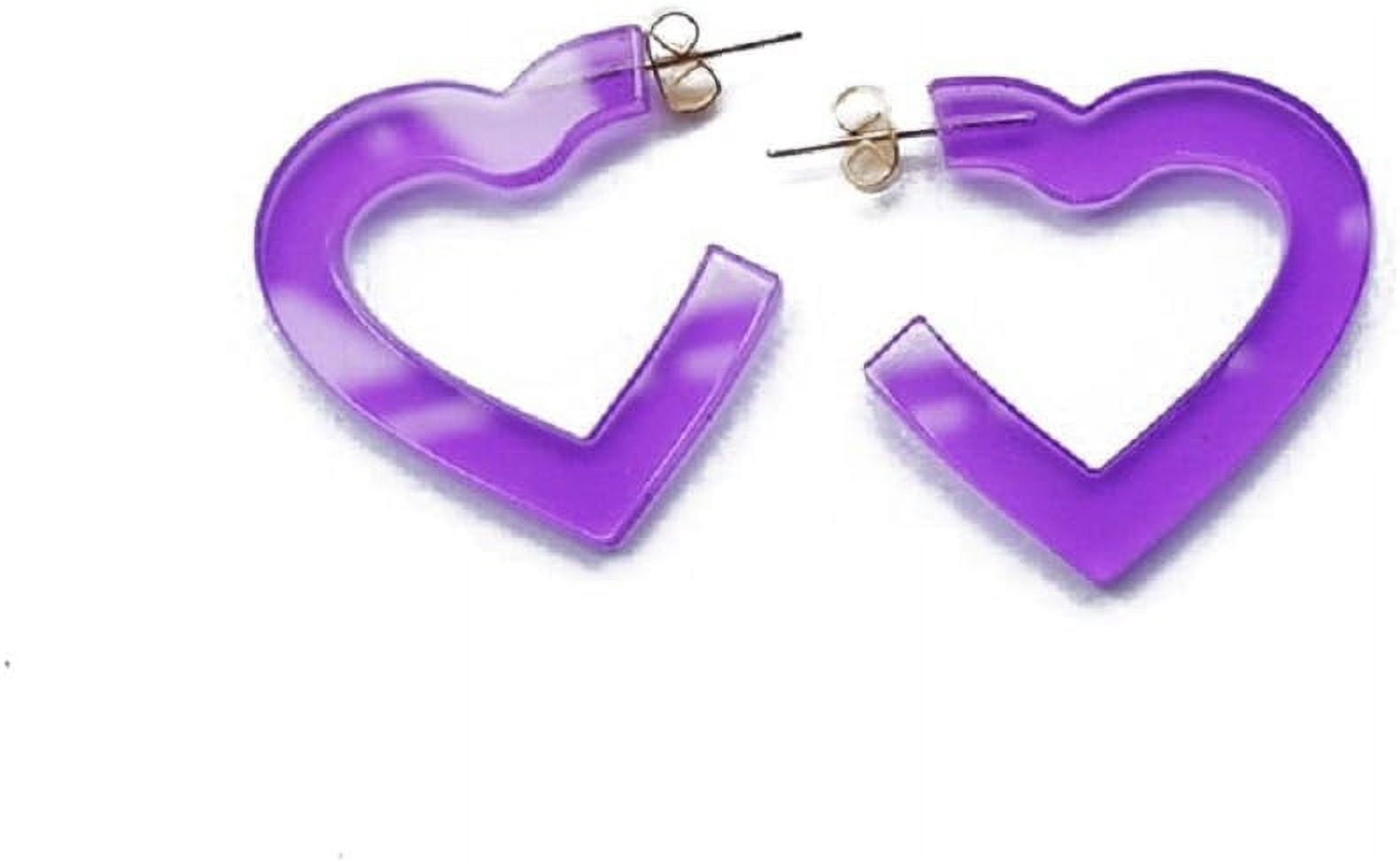 VEINTI+1 Acrylic Heart Earrings - Transparent Candy Color Charm Studs - View #10