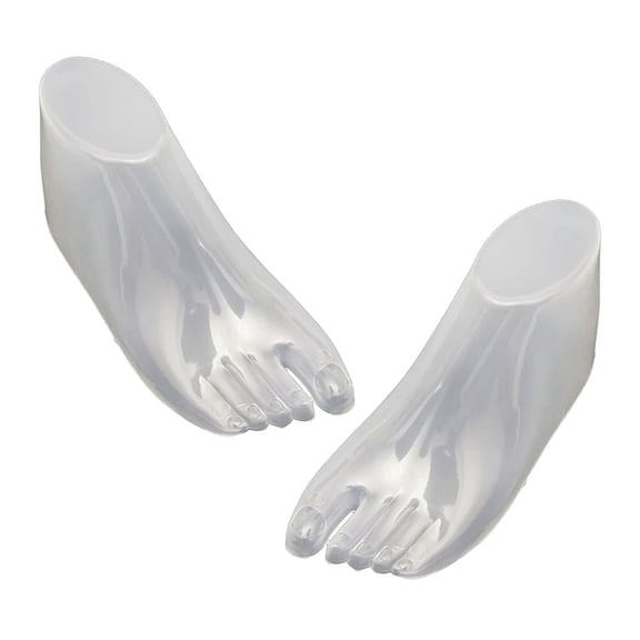 1Pair Transparent Plastic Adult Feet Mannequin Foot Model Tool for Shoes Display