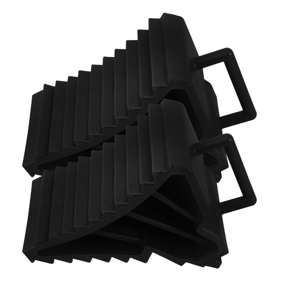 1Pair Universal Rubber Wheel Chock Blocks for Cars and Rv Trailer Safety in Black
