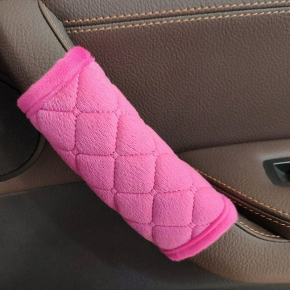 1Pair Useful Car Interior Modification Door Handrail Covers Soft Plush Handle Protective Cover Door Trim Cover Door Handle Protector Automobile Interior Parts PINK