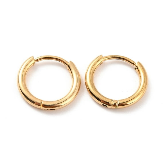 1Pair Vacuum Plating 304 Stainless Steel Huggie Hoop Earrings for Women Golden 14 Gauge 11x1.6mm Pin: 0.7mm