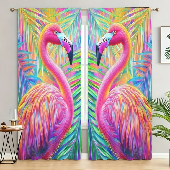 1Pair Vibrant Mosaic Stained Glass Monarch Butterfly 2D Window Curtain, Light Filtering Window Covering for Living Room Bedroom Dorm, Fall Thanksgiving Christmas Boho Home Accent Decor Gift