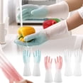 thumbnail image 1 of 1Pair Waterproof Rubber Cleaning Gloves, Premium Reusable Kitchen Dishwashing Gloves with Long Cuff, Non-Slip Scratch Resistant Household Gloves for Cleaning, Cooking, Bathroom & Sanitary,Blue,L, 1 of 5
