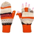 thumbnail image 1 of 1Pair Winter Fashion Women Gloves Warm Wool Windproof Knitted Convertible Fingerless Mittens, 1 of 6