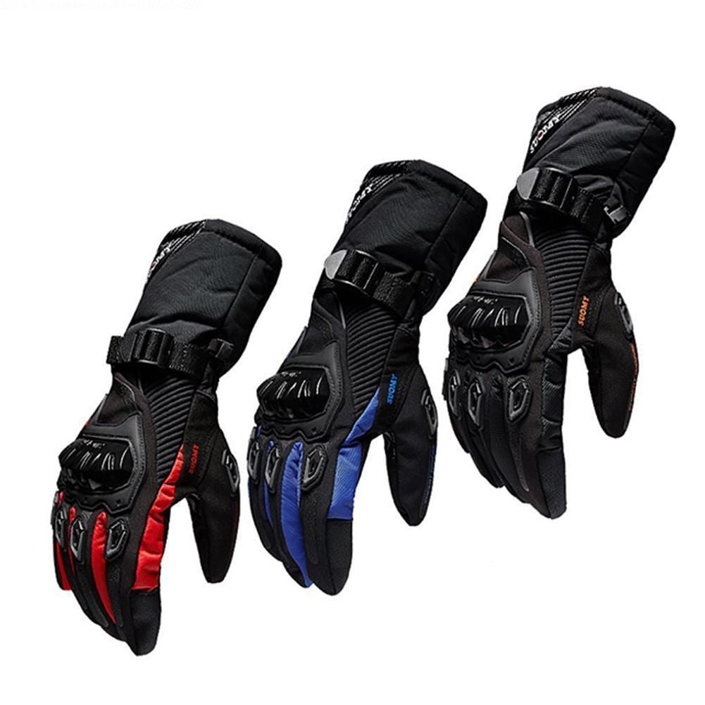 Kemimoto Motorcycle Gloves for Men, Full Finger Hard Knuckle Rainproof Winter Motorcycle Gloves with Non-Slip Palm Touch Screen for Racing, Riding, Hiking, Cycling, Snowmobile, Black,XL