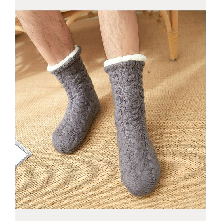 1Pair Winter Socks Stopper Socks with Cotton Lining(39-45cm,Dark gray)