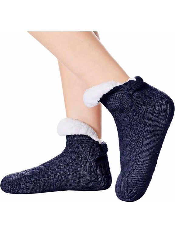 1Pair Winter Warmth Shoes Electric Heated Fleece Socks Slippers Featuring USB Heating Pad Knit Socks Foot Warmer Non-Slip Warmth Home Indoor Slippers Foot Warmth Shoes Unisex【 Blue-Black 】