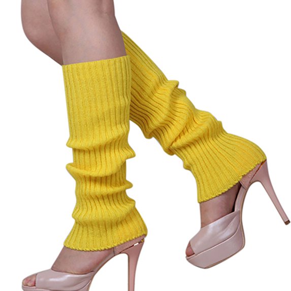 1Pair Women Winter Warm Vertical Stripes Solid Candy Colors Leg Warmers Knitting Socks for Home