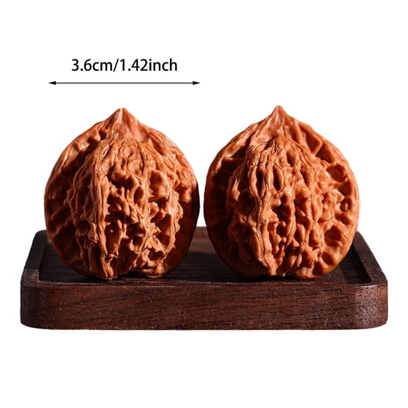 1Pair of Natural Walnut Hand Exercise Balls, Traditional Chinese Stress Relief Massage Stones, 2-Pack for Hand Training & Anxiety Relief