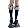 thumbnail image 1 of 1Pairs Knee High Socks Cute Lace Socks Ruffle High Stockings Lolita Style Accessories for Women Ladies Daily, 1 of 7