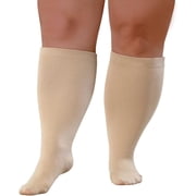 1Pairs Plus Size Compression Socks Wide Calf Compression Stockings for Men Women - Up to 7X Large 20-30 mmHg Compression Hose for Pregnancy Travel Running Nurses