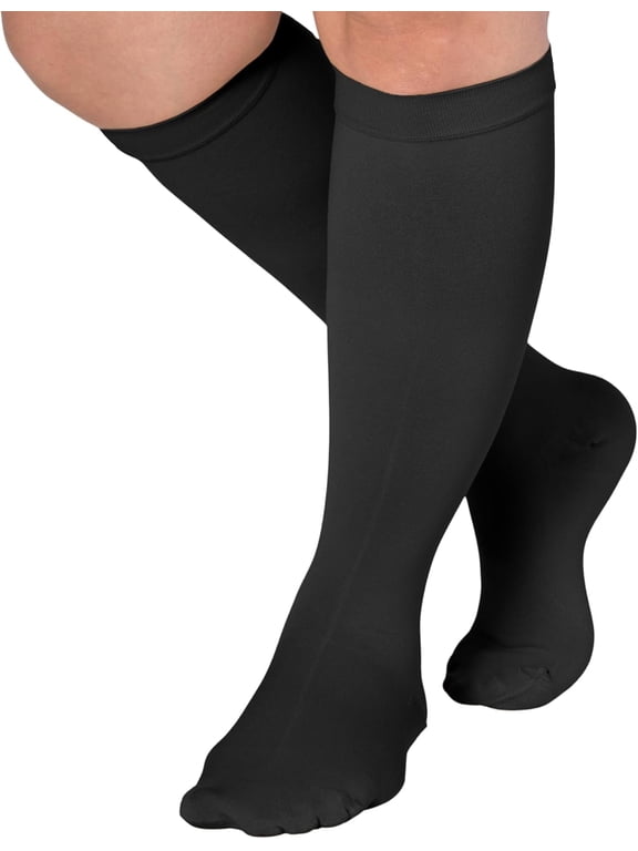 1Pairs Plus Size Compression Socks for Women & Men 15-20mmHg - Wide Calf Compression Support Socks for Nurse, Travel, Flight, airplane, Work, Running, Hiking, Sports