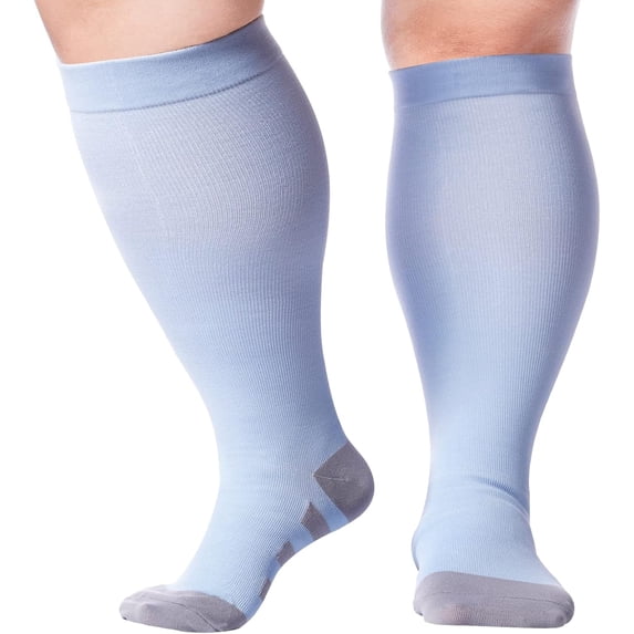 1Pairs Plus Size Compression Socks for Women& Men 15-20mmHg Wide Calf Knee High Socks