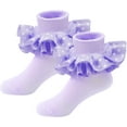 thumbnail image 1 of 1Pairs Ruffle Socks for Girls Toddler - Lace Polka Dot Frilly Dress Ankle Socks for Kids and Babies, 1 of 7