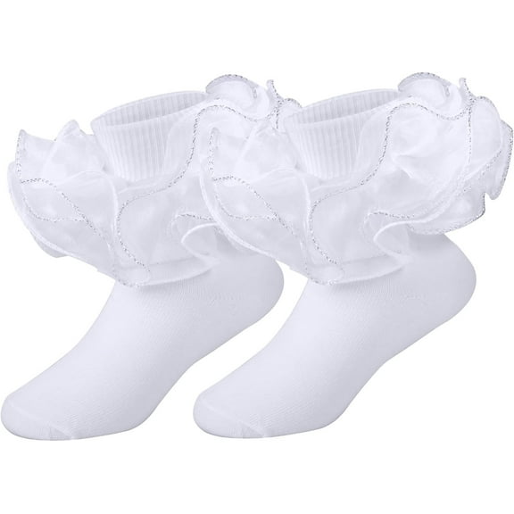 1Pairs Toddler Baby Girls Ruffle Soft Double Frilly Lace Socks Kids Cute Ankle Cotton Dress Socks