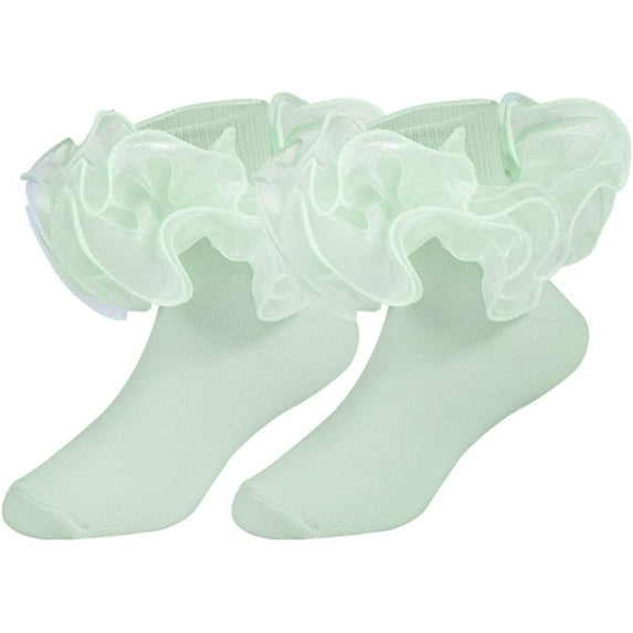 1Pairs Toddler Baby Girls Ruffle Soft Double Frilly Lace Socks Kids Cute Ankle Cotton Dress Socks