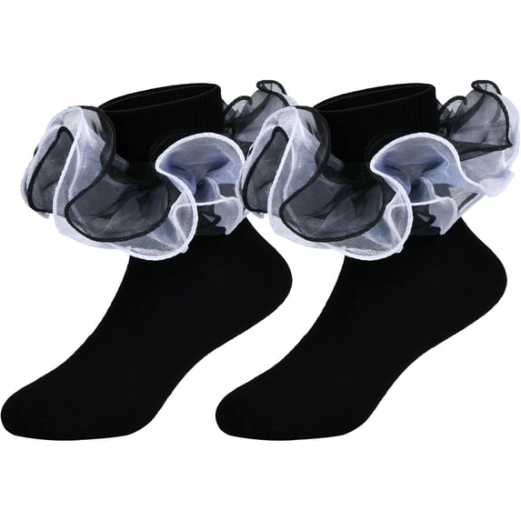 1Pairs Toddler Baby Girls Ruffle Soft Double Frilly Lace Socks Kids Cute Ankle Cotton Dress Socks