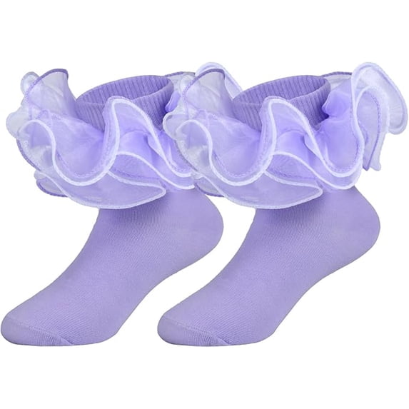 1Pairs Toddler Baby Girls Ruffle Soft Double Frilly Lace Socks Kids Cute Ankle Cotton Dress Socks