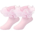 thumbnail image 1 of 1Pairs Toddler Baby Girls Ruffle Soft Double Frilly Lace Socks Kids Cute Ankle Cotton Dress Socks, 1 of 6