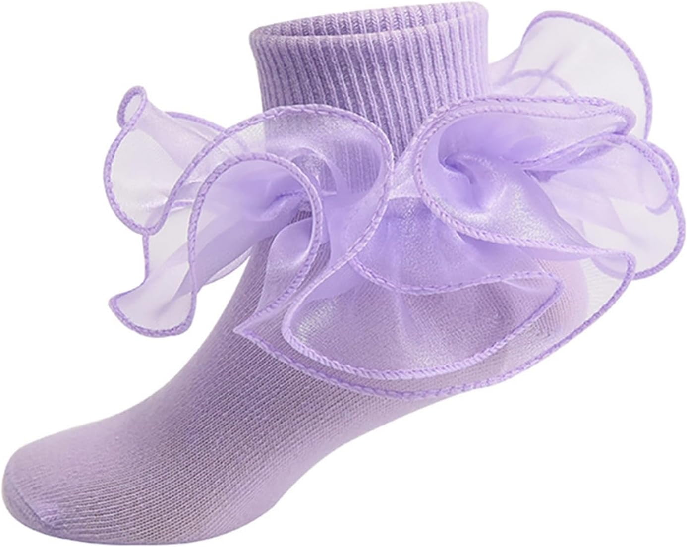 1Pairs Toddler Girls Ruffle Socks Double Lace Frilly Princess Dress ...