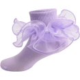 thumbnail image 1 of 1Pairs Toddler Girls Ruffle Socks Double Lace Frilly Princess Dress Sock Cotton Anti-slip Ankle Socks for Kids Years 1-10T, 1 of 4