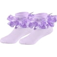 thumbnail image 1 of 1Pairs Toddler Lace Ruffle Socks with Cute Snowflake Polka Dot Ruffle Socks for Girls Turn Cuff Frilly Dress Socks，cute snowflake large ruffle cuff dress socks girls Christmas gift, 1 of 7