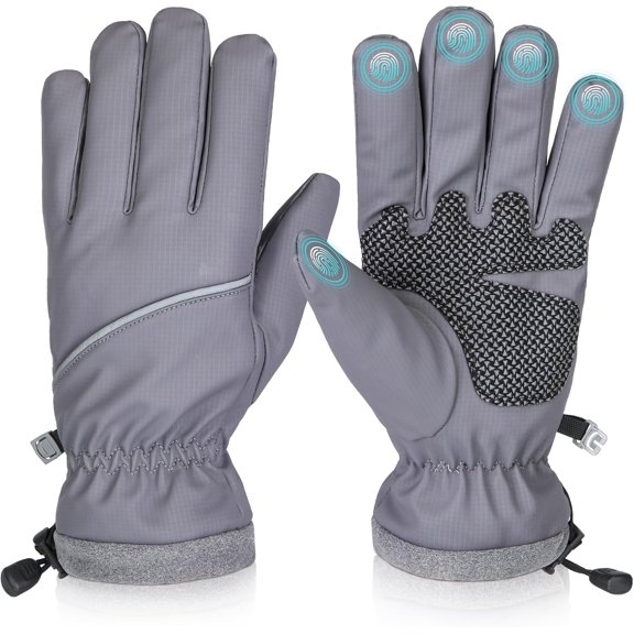 1Pairs Winter Gloves Waterproof Windproof Thermal for Men Women, Ambidextrous Skiing Gloves for Cold Weather, Touch Screen