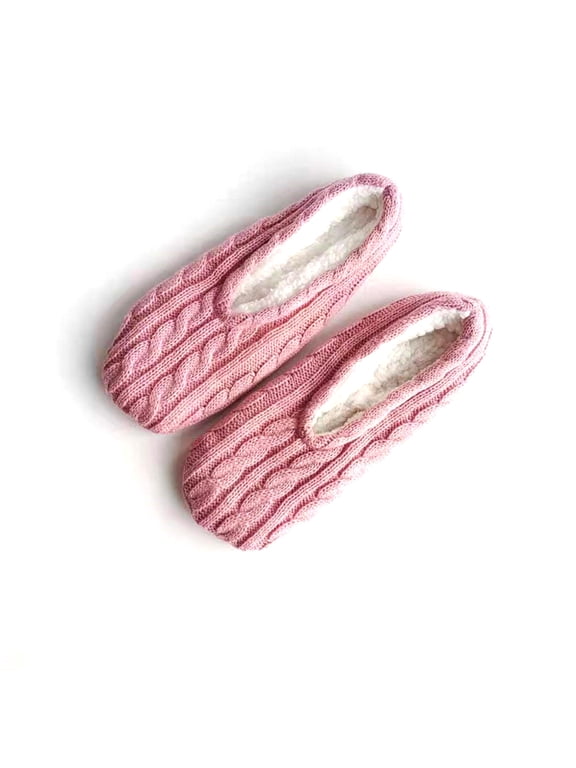 1Pairs Womens Thick & Warm Slipper Socks with Non Slip Grippers - House Socks,light pink