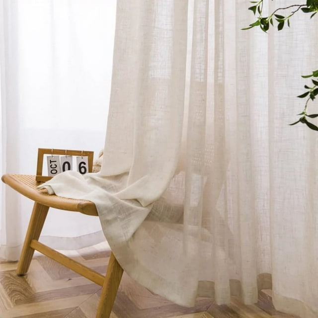 1Panel Linen Gauze Curtains Hemp Log Wind Balcony Bay window Living