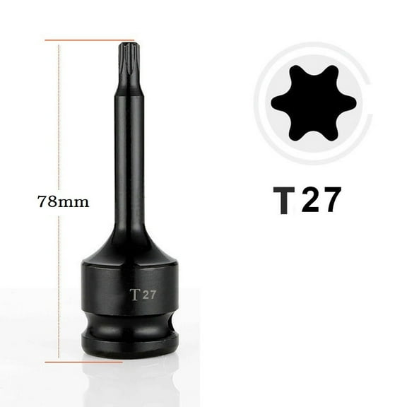 1Pc 1/2inch Hex Torx Screwdriver Bit Impact Drive Socket Adapter Head T20-T100
