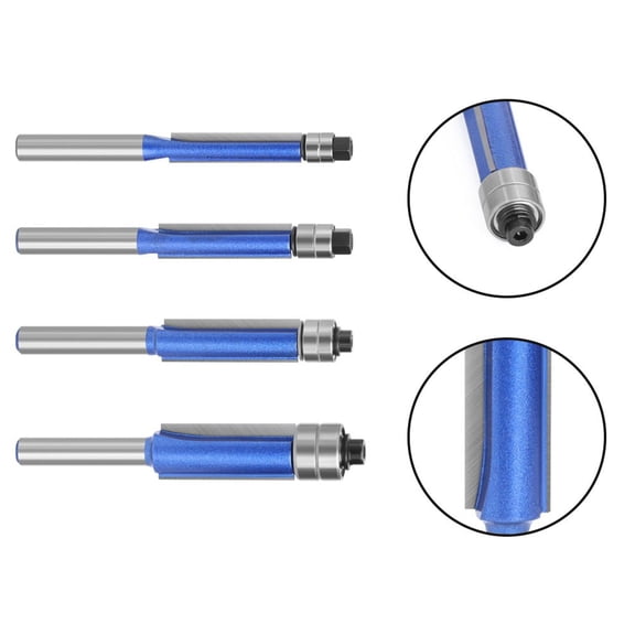1Pc 1/4 Shank Flush Trim Router Bit With Bearing End Mill Trimming Cutter For Wood Template Bit Milling Cutter Woodworking Tool 6.35X9.52 Fangkenuo