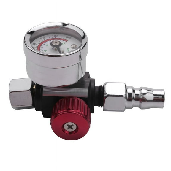 1Pc 1/4 inch Bsp Mini Regulator Valve Tool Small Tail Pressure Gauge 48 x 60mm With Nozzle For Tool