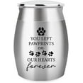 thumbnail image 1 of 1Pc 1.57 Inch Mini Stainless Steel Cremation Urn Pet Memorial Small Urns for Cats and Dogs Ashes with Velvet Pouches and Text Design - You Left Pawprints on Our Hearts Forever, 1 of 7