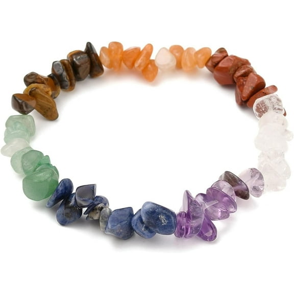 1Pc 1.7Inch Beaded Bracelets Stone Beaded String Elastic Bracelet Jewelry Gifts Adjustable Handmade for Women Men Dainty Chain Rope Trendy Link Paperclip