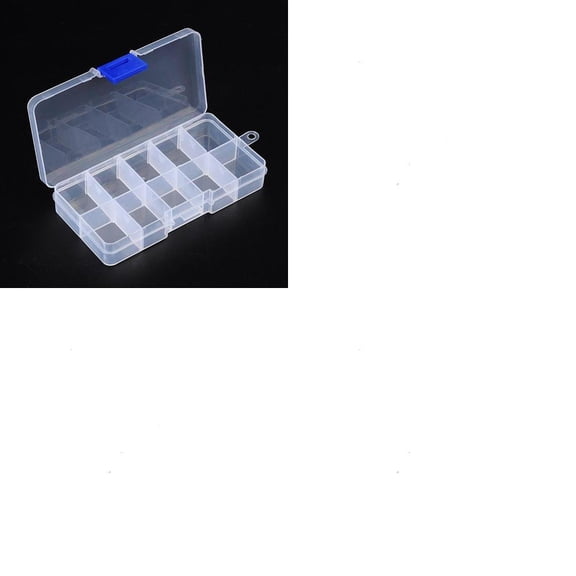 1Pc 10 Girds Plastic Grid Bead Containers Adjustable Dividers Boxes Rectangle Clear 13x7x2.3cm