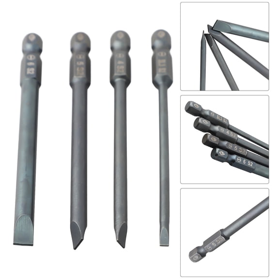 1Pc 100Mm Alloy Steel Flat Head Magnetic Slotted Screwdriver Bit Blue 3.0-6.0Mm Sl3.0 Smile Home