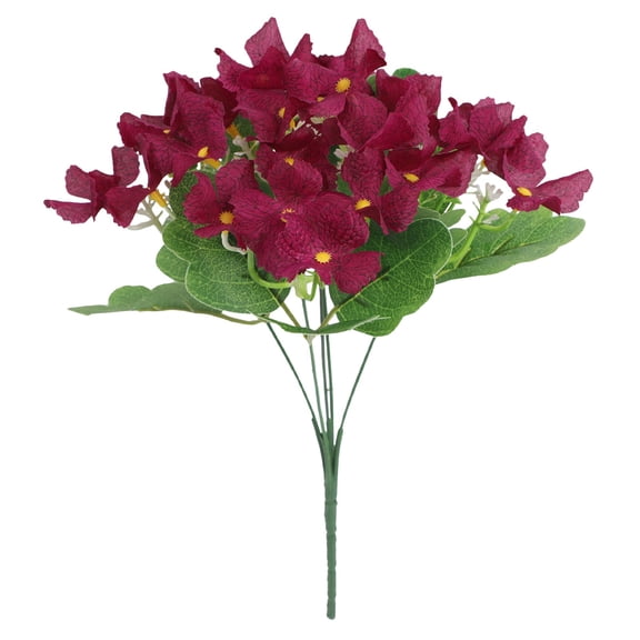1Pc 11" Dark Red Burgundy Fake Geraniums Bundle, Outdoor Artificial Flowers with Stems, Faux Floral Filler for Farmhouse Porch Container