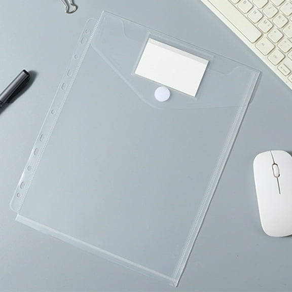 1Pc 11 Holes Expandable Plastic Binder Pockets, Snap Button Closure Document Pouches with Label Slot, Vertical Opening Transparent File Envelopes for Office Storage, 12.2 X 9.65 Inch,Clear