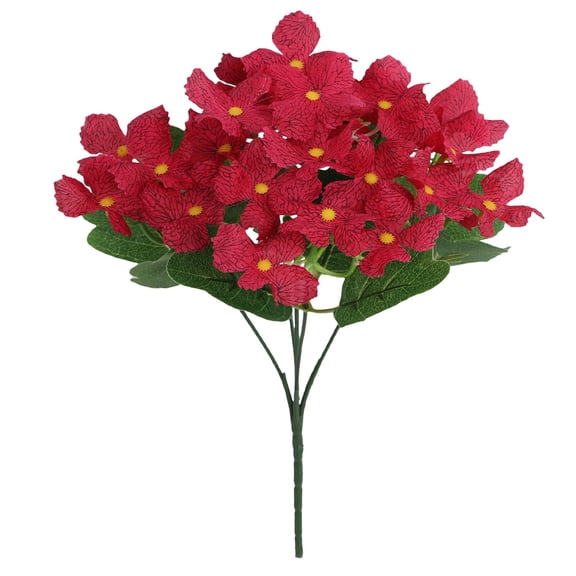 1Pc 11" Silk Artificial Flowers Bouquet, Magenta Fuchsia Fake Geraniums Bush, UV Protected All-Weather Floral Insert for Cemetery Grave Decor