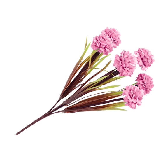 1Pc 12.99in Artificial Soft Pink Hydrangea Flower Stem, 7-Head Silk Allium Chrysanthemum Pick for Sweet Bedroom Desk Styling Accent