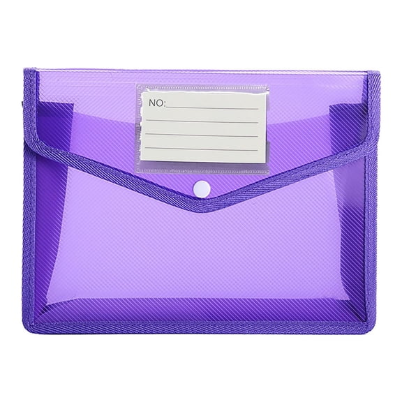 1Pc 13"x10" Letter Size Plastic Expanding File Folder Purple, Heavy Duty Poly Document Envelope with 2.4" Canvas Gusset and Snap Button