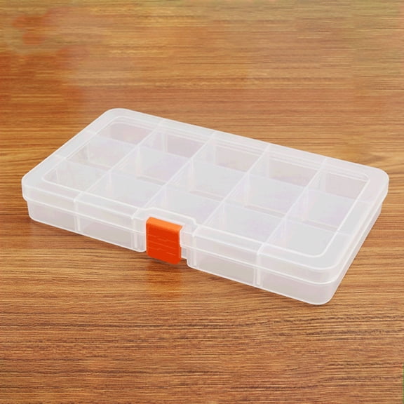 1Pc 15 Grids Transparent Rectangle Plastic Beads Storage Containers with Lids Clear 10.2x17.7x2.5cm Inner Diameter: 3.1x3.3cm DIY
