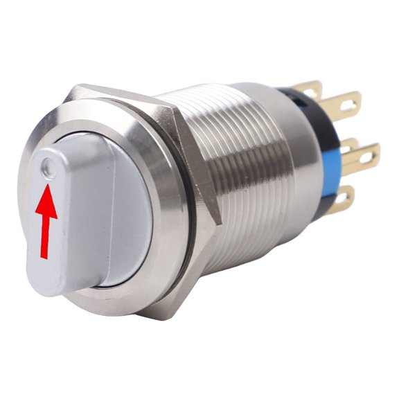 1Pc 19Mm 3 Position Metal Selector Rotary Switch Latching Push Button Switch Led Illuminated Switch 2No2Nc On Off
