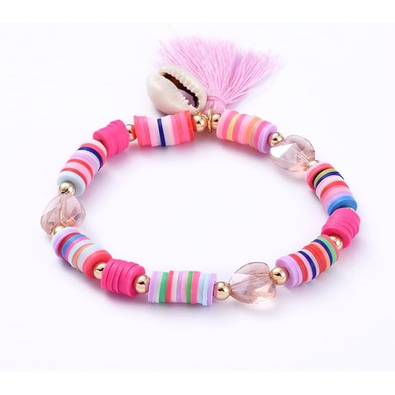 1Pc 2.1Inch Beaded Bracelets Stone Beaded String Elastic Bracelet Jewelry Gifts Adjustable Handmade for Women Men Dainty Chain Rope Trendy Link Paperclip